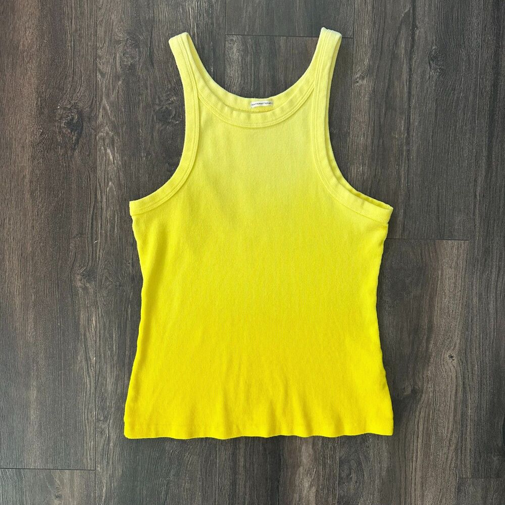 MOTHER Ombre Yellow Ribbed Tank Top Shirt The Chin Ups Women's Size Medium
